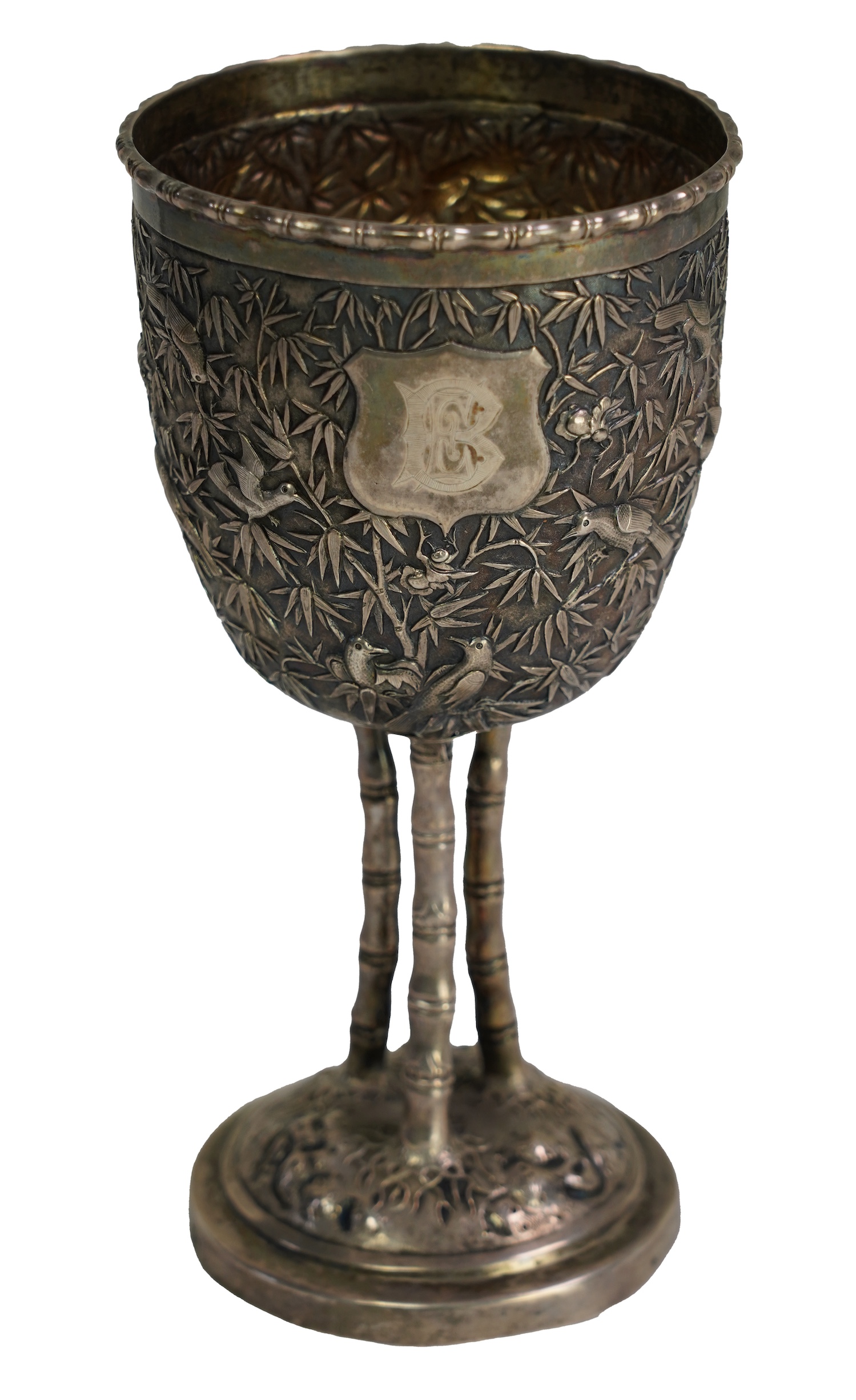 A late 19th/early 20th century Chinese white metal goblet